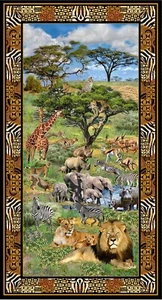 Multi Serengeti Plains Panel - 24in x 44 by Michael Miller Fabrics - Picture 1 of 3