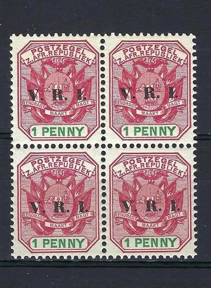 Transvaal 1900 Sc# 203 British Occupation V.R.I. on 1 p South Africa block 4 MNH - Image 1 of 1