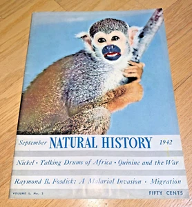 Sep 1942 NATURAL HISTORY Magazine SQUIRREL MONKEY / MALARIA / HERON / TUATARA - Imagen 1 de 12