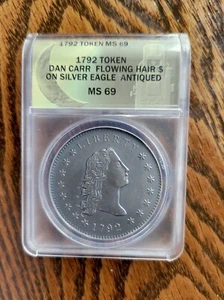 1792 DAN CARR FLIESSENDES HAAR O/S AUF SILBERADLER ANACS MS 69 mit COA VINTAGE 44 - Bild 1 von 2