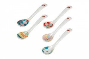 Ceramic Scoop set Kutani yaki porcelain Japan Iro-e set of 5 - Picture 1 of 4