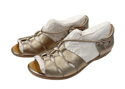 Earth Shoes Aloha Women’s Metallic Washed Gold Gladiator Sandals Leather Size 9 - Image 1 of 4