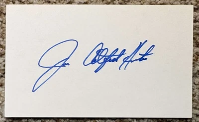 Jim Catfish Hunter signed 3x5 card - Yankees A's HOF - GAI sticker - Image 1 of 3