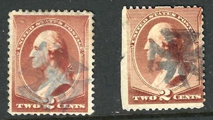 Fancy Cancel x 2 Lined CROSSES 2 Cent Washington Sc #210 Banknote 1883 US 86B53 - Picture 1 of 3