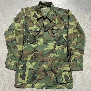 Vintage 60's Vietnam ERDL Camo Rip Stop Slant Pocket Jacket Size X-Small Regular - Picture 1 of 8