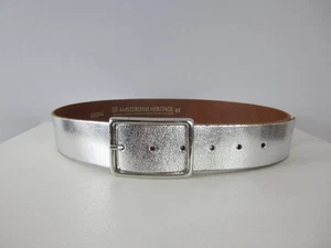 New Amsterdam Heritage M Metallic Silver Leather Belt Handcrafted Netherlands - Picture 1 of 9