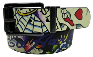 Ed Hardy Herren Wendegürtel mit Totenkopf und Schmetterling Print in Gr. 34 schwarz - Bild 1 von 7