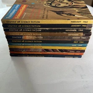 Fantasy & Science Fiction Magazine Lot 1965 Asimov Zelazny Leiber x11 - Imagen 1 de 16