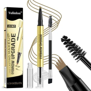 2 in 1 Long-Lasting Eyebrow Pencil and Brow Up-Grade Gel, Light Brown and Bro... - Picture 1 of 8