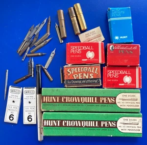 Verschiedene Vintage Füllfederhalter & Federn Lot Zeichnung Kalligrafie Künstler Neu aus altem Lagerbestand - Bild 1 von 10