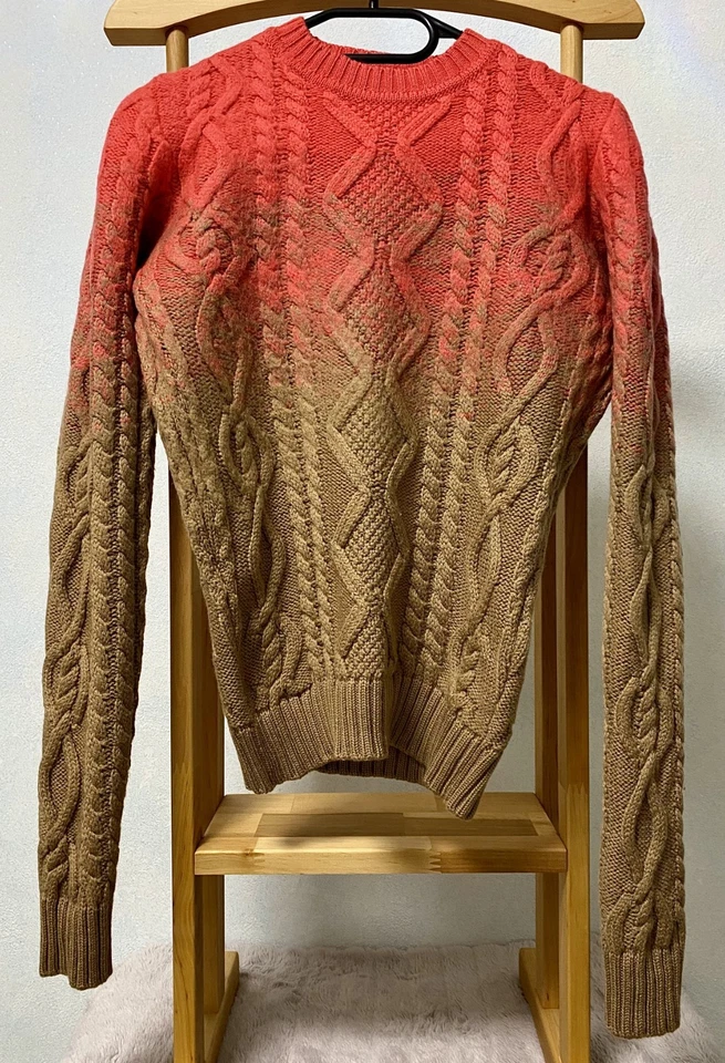 Suéter Ombre Tejido con Cable de Lana Hecho en Italia Dsquared2 Marrón Rojo M S75HA0321 Foto 1 de 4