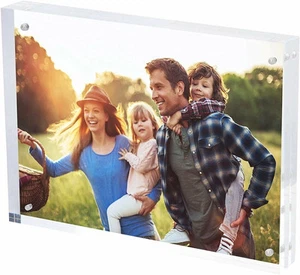 SimbaLux® Acrylic Magnetic Photo Frame 8” x 10” Free Standing with UV Protection - Picture 1 of 9