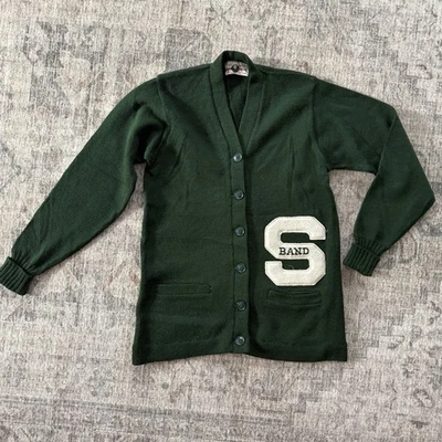 VTG 1950’s Michigan State Band Letter Sweater Wool Cardigan Size 40 Spartan RARE - Image 1 of 4