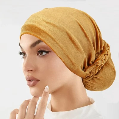 Nuevo Pañuelo Gorra Hijabs Turbante Instantáneo Terciopelo Elástico Suave Sombrero Musulmán Para Mujer Foto 1 de 4