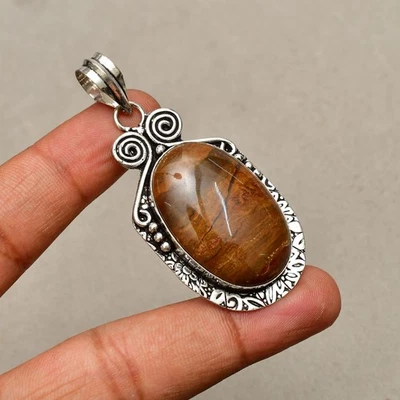 Colgante de joyería hecha a mano de plata de ley 925 con piedras preciosas de bronce de 2,28" Foto 1 de 4