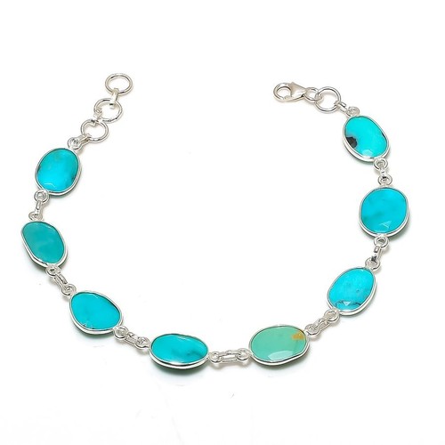 VALENTINO Bracciale trendy catena argento massiccio pietra turchese Arizona vendita giorno delle sorelle