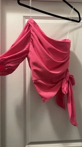 NEW Amanda Uprichard Bexley Top Genie ONE SHOULDER MINI PINK SIZE XSMALL - Picture 1 of 6