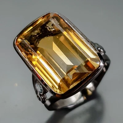 Joyería 29 ct Anillo Cuarzo Citrino Natural Plata de Ley 925 Talla 8/R421684 Foto 1 de 4