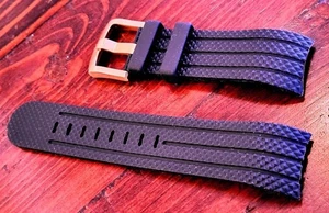 NEU 24mm Original TW Stahl Schwarz Kautschuk Uhrenarmband Band Roségold Schließe - Bild 1 von 10