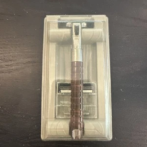 1987 Gillette Atra Cartridge Razor Faux Brown Wood Handle With 2 Blades Vintage - Picture 1 of 6