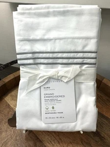 Pottery Barn Gray Mist Grand ORGANIC Cotton Percale EURO Sham NEW 26X26 - Picture 1 of 9
