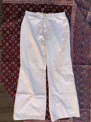 Pantalones de sarga de algodón pierna ancha acampanada Paris SYM français vintage años 70 30 x 30 Foto 1 de 4