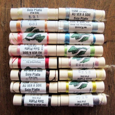 16 spools Au Ver a Soie flat silk thread floss SOIE PLATTE French 10 meters each - Image 1 of 3