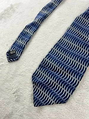 J Ferrar Mens Tie Blue Abstract Art Pattern 100% Silk Neck Tie Made in Italy - Image 1 of 4
