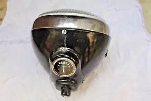 Headlight Headlamp Black 7" Inch Lucas Type With Panel Plate Ssu700 Free Ship - Picture 1 of 8