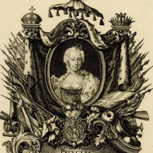 Portrait de Marie Thérèse d'Autriche - Gravure originale XVIIIe - Imagen 1 de 2