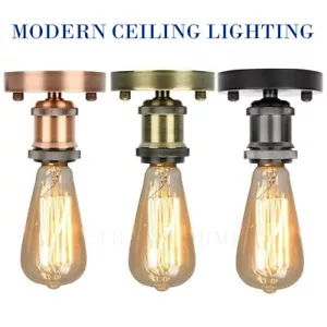 Ceiling Fitting Light Retro Flush Mount E27 Cap Modern Ceiling Lighting Full Kit - Picture 1 of 29