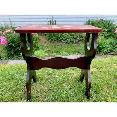 Mesa auxiliar de madera de granja años 30 soporte para plantas mesa auxiliar hecha a mano rústica envejecida  Foto 1 de 4