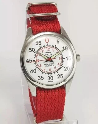 Reloj de pulsera para hombre HMT piloto esfera blanca 17 joyas para choque cuerda manual funcionando Foto 1 de 4