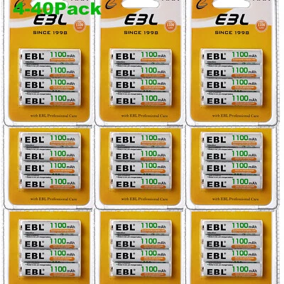 EBL 4-40x 1.2V AAA Ni-MH Rechargeable Batteries 1100mAh Triple A Battery lot - Image 1 of 4