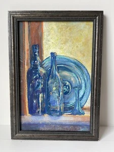 Original Pastel Painting By Peggy Duncan Kitchen Bottles 12x17 In Signed Framed - Picture 1 of 8