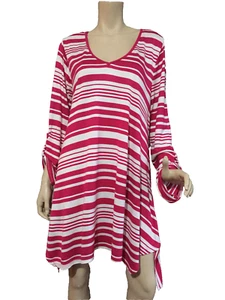 BNWT Womens Sz 20 Autograph Hanky Hem 3/4 Sleeve Pink & White Tunic Top RRP $60 - Picture 1 of 3