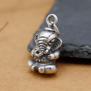 Colgante dijes de plata esterlina 925 Lord Ganesha hágalo usted mismo A2392 - Imagen 1 de 12