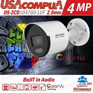 Hikvision DS-2CD1047G0-LUF 4MP ColorVu Sicherheit IP Kamera Vollfarbe POE mit Audio - Bild 1 von 6