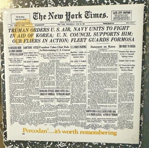 Vintage June 28 1950 New York Times Newspaper TILE Truman Orders Navy in Korea - Picture 1 of 4