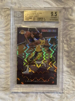 2020 Hoops Lights Camera Action Purple Explosion LeBron James #22 BGS 9.5 GEM - image 1 of 2