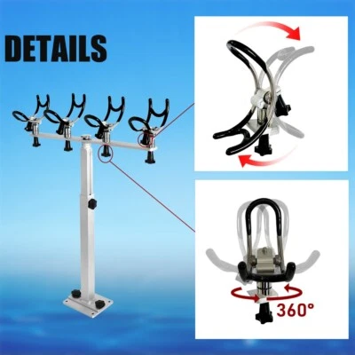 Boat Fishing Rod Holder PVC Coated  Aluminum Marine Fishing Rotation Pole Rack - Image 1 of 4