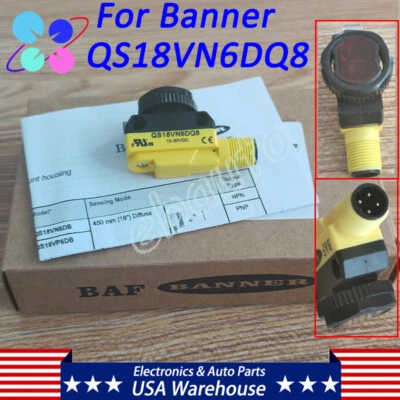 FOR BANNER Photoelectric Switch Sensor QS18VN6DQ8 10-30V DC Shipped From USA - Image 1 of 4