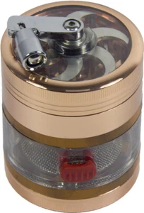 Molinillo de especias de hierbas de tabaco de 2,4" 4 piezas con manivela y cajón trituradora oro rosa - Imagen 1 de 8