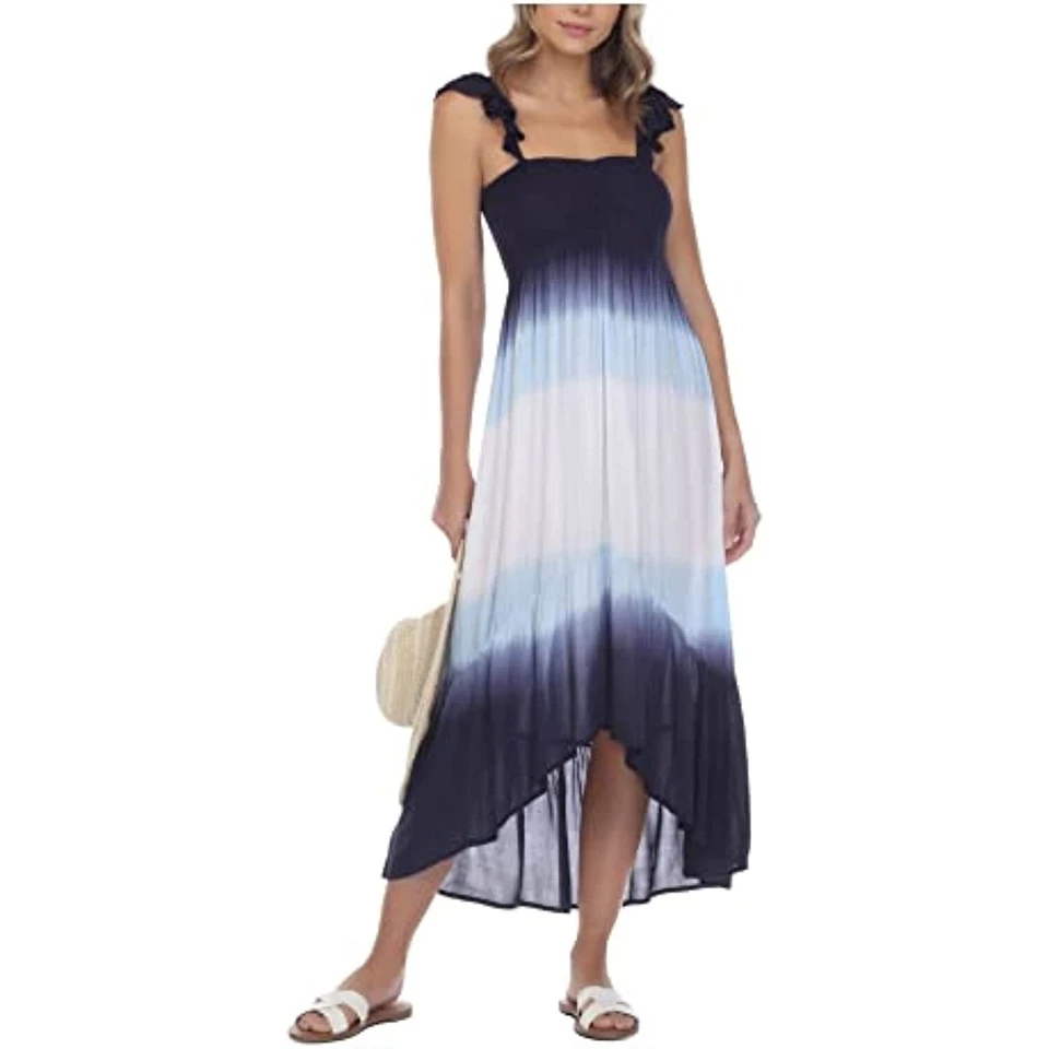 Maxi Vestido Raviya Para Mujer Tejido Tie Dye Fuera del Hombro Natación Cubrir M Nuevo Sin Etiquetas Foto 1 de 1