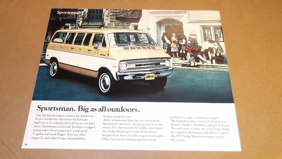 Dodge Sportsman 1973 furgoneta original vintage anuncio de distribuidor 73 Foto 1 de 1