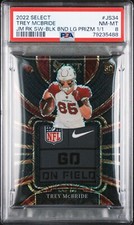PANINI SELECT JUMBO ROOKIE SWATCH JS34 TREY MCBRIDE BLACK BRAND LOGO PRIZM PSA 8