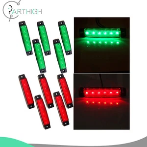 5Red & 5Green Bus  Van Trailer Clearance Lights Side Marker 6Led Waterproof - Picture 1 of 11
