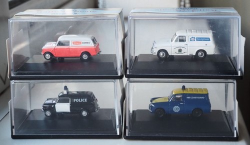 VANS 4 furgoni Oxford pressofusi. Mini Polizia Anglia Unigate Caseiries HM Guardia Costiera ESSO