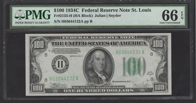 1934 C 100 uncirculated St Louis pmg66epq - Image 1 of 2