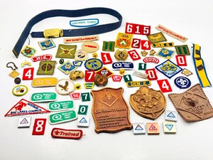 Vintage BSA Boy Scouts Cub Scouts Pins Patches Plaques Belt Awards Bobcat Lot - Picture 1 of 24